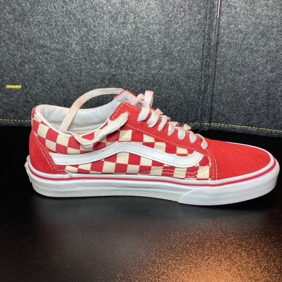 Vans Old Skool Red Checkerboard Suede Casual Skate Shoes Men's Size 6.5 W 8 - Picture 10 of 12